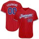 Custom Red White Pinstripe Royal-White Authentic Baseball Jersey