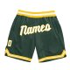 Custom Hunter Green White-Gold Authentic Throwback Basketball Shorts